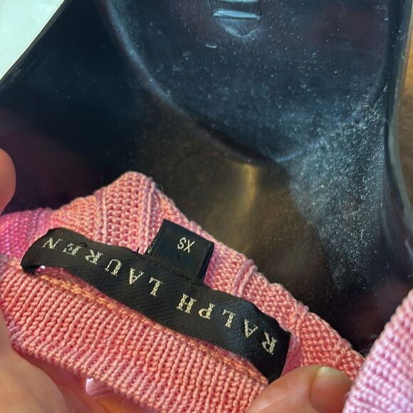 Ralph Lauren black label pink open front cardigan 100% silk knit braided xs - Picture 4 of 5